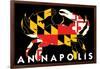 Annapolis, Maryland - Crab Flag (Black with White Text)-Lantern Press-Framed Art Print