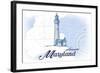 Annapolis, Maryland - Lighthouse - Blue - Coastal Icon-Lantern Press-Framed Art Print