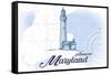 Annapolis, Maryland - Lighthouse - Blue - Coastal Icon-Lantern Press-Framed Stretched Canvas