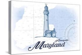 Annapolis, Maryland - Lighthouse - Blue - Coastal Icon-Lantern Press-Stretched Canvas