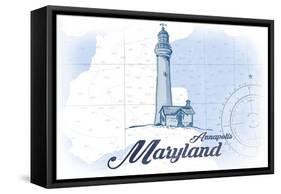 Annapolis, Maryland - Lighthouse - Blue - Coastal Icon-Lantern Press-Framed Stretched Canvas