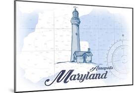 Annapolis, Maryland - Lighthouse - Blue - Coastal Icon-Lantern Press-Mounted Art Print