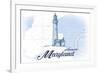 Annapolis, Maryland - Lighthouse - Blue - Coastal Icon-Lantern Press-Framed Premium Giclee Print