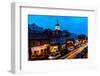 ANNAPOLIS MARYLAND - Maryland State Capitol is seen at dusk above Main Street Annapolis, Maryland-null-Framed Photographic Print