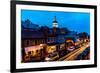 ANNAPOLIS MARYLAND - Maryland State Capitol is seen at dusk above Main Street Annapolis, Maryland-null-Framed Photographic Print