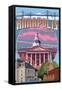 Annapolis, Maryland - Montage-Lantern Press-Framed Stretched Canvas