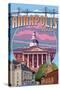 Annapolis, Maryland - Montage-Lantern Press-Stretched Canvas