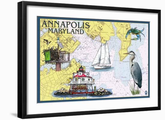 Annapolis, Maryland - Nautical Chart-Lantern Press-Framed Art Print