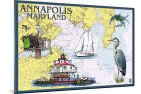 Annapolis, Maryland - Nautical Chart-Lantern Press-Mounted Art Print