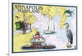 Annapolis, Maryland - Nautical Chart-Lantern Press-Framed Art Print