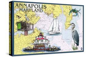 Annapolis, Maryland - Nautical Chart-Lantern Press-Stretched Canvas