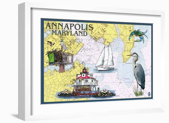 Annapolis, Maryland - Nautical Chart-Lantern Press-Framed Art Print