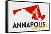 Annapolis, Maryland - Red and Black - State Outline and Heart-Lantern Press-Framed Stretched Canvas