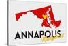 Annapolis, Maryland - Red and Black - State Outline and Heart-Lantern Press-Stretched Canvas