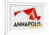 Annapolis, Maryland - Red and Black - State Outline and Heart-Lantern Press-Framed Premium Giclee Print