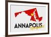 Annapolis, Maryland - Red and Black - State Outline and Heart-Lantern Press-Framed Premium Giclee Print