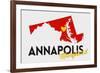 Annapolis, Maryland - Red and Black - State Outline and Heart-Lantern Press-Framed Premium Giclee Print