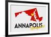 Annapolis, Maryland - Red and Black - State Outline and Heart-Lantern Press-Framed Premium Giclee Print