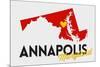 Annapolis, Maryland - Red and Black - State Outline and Heart-Lantern Press-Mounted Premium Giclee Print