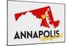Annapolis, Maryland - Red and Black - State Outline and Heart-Lantern Press-Mounted Art Print