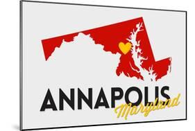 Annapolis, Maryland - Red and Black - State Outline and Heart-Lantern Press-Mounted Art Print