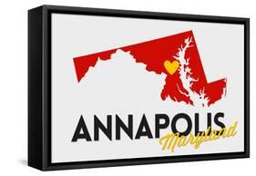 Annapolis, Maryland - Red and Black - State Outline and Heart-Lantern Press-Framed Stretched Canvas