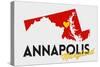 Annapolis, Maryland - Red and Black - State Outline and Heart-Lantern Press-Stretched Canvas
