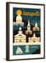 Annapolis, Maryland - Retro Skyline-Lantern Press-Framed Art Print