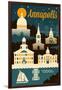 Annapolis, Maryland - Retro Skyline-Lantern Press-Framed Art Print