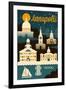 Annapolis, Maryland - Retro Skyline-Lantern Press-Framed Art Print