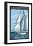 Annapolis, Maryland - Sailboat Scene-Lantern Press-Framed Art Print