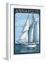 Annapolis, Maryland - Sailboat Scene-Lantern Press-Framed Art Print