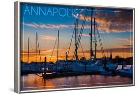 Annapolis, Maryland - Sailboats at Sunset-Lantern Press-Framed Art Print