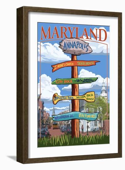 Annapolis, Maryland - Sign Destinations-Lantern Press-Framed Art Print