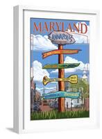 Annapolis, Maryland - Sign Destinations-Lantern Press-Framed Art Print
