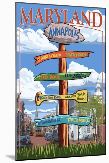 Annapolis, Maryland - Sign Destinations-Lantern Press-Mounted Art Print