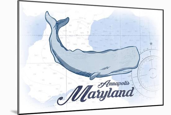 Annapolis, Maryland - Whale - Blue - Coastal Icon-Lantern Press-Mounted Art Print