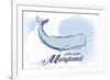 Annapolis, Maryland - Whale - Blue - Coastal Icon-Lantern Press-Framed Premium Giclee Print