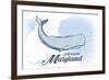 Annapolis, Maryland - Whale - Blue - Coastal Icon-Lantern Press-Framed Premium Giclee Print