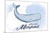 Annapolis, Maryland - Whale - Blue - Coastal Icon-Lantern Press-Mounted Premium Giclee Print