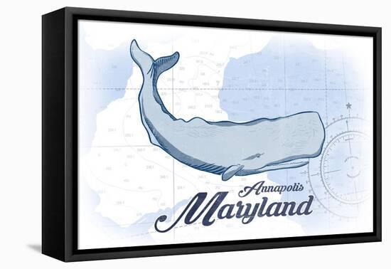 Annapolis, Maryland - Whale - Blue - Coastal Icon-Lantern Press-Framed Stretched Canvas