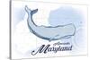 Annapolis, Maryland - Whale - Blue - Coastal Icon-Lantern Press-Stretched Canvas