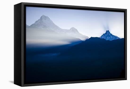 Annapurna and Annapurna South in the Morning Sun, Poon Hill, Annapurna Circuit, Ghorepani, Nepal-Dan Holz-Framed Stretched Canvas