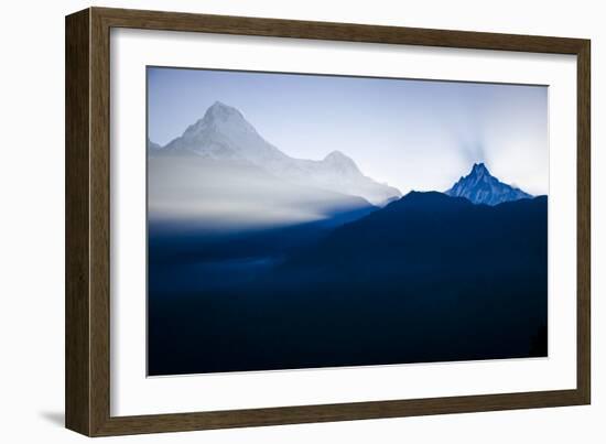 Annapurna and Annapurna South in the Morning Sun, Poon Hill, Annapurna Circuit, Ghorepani, Nepal-Dan Holz-Framed Photographic Print