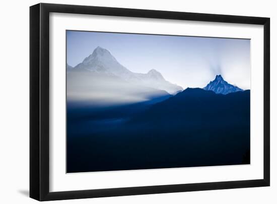 Annapurna and Annapurna South in the Morning Sun, Poon Hill, Annapurna Circuit, Ghorepani, Nepal-Dan Holz-Framed Photographic Print