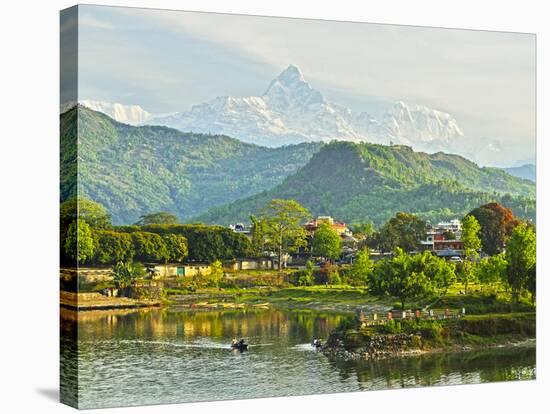 Annapurna Himal, Machapuchare and Phewa Tal Seen from Pokhara, Gandaki Zone, Western Region, Nepal-Jochen Schlenker-Stretched Canvas