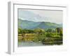 Annapurna Himal, Machapuchare and Phewa Tal Seen from Pokhara, Gandaki Zone, Western Region, Nepal-Jochen Schlenker-Framed Premium Photographic Print