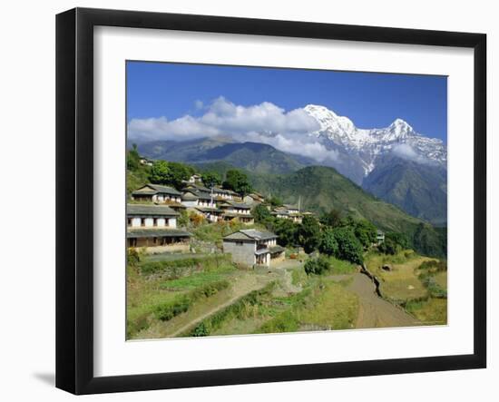 Annapurna South 7219M, Gandruk Village, Annapurnas, Nepal-Gavin Hellier-Framed Photographic Print