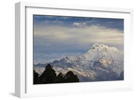 Annapurna South (Left) And Annapurna I (Right) From The South. Annapurna Conservation Area. Nepal-Oscar Dominguez-Framed Photographic Print