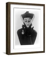 Anne Gunning in an Erik felt and Velvet Mandarin Hat with Veil, 1950-John French-Framed Giclee Print